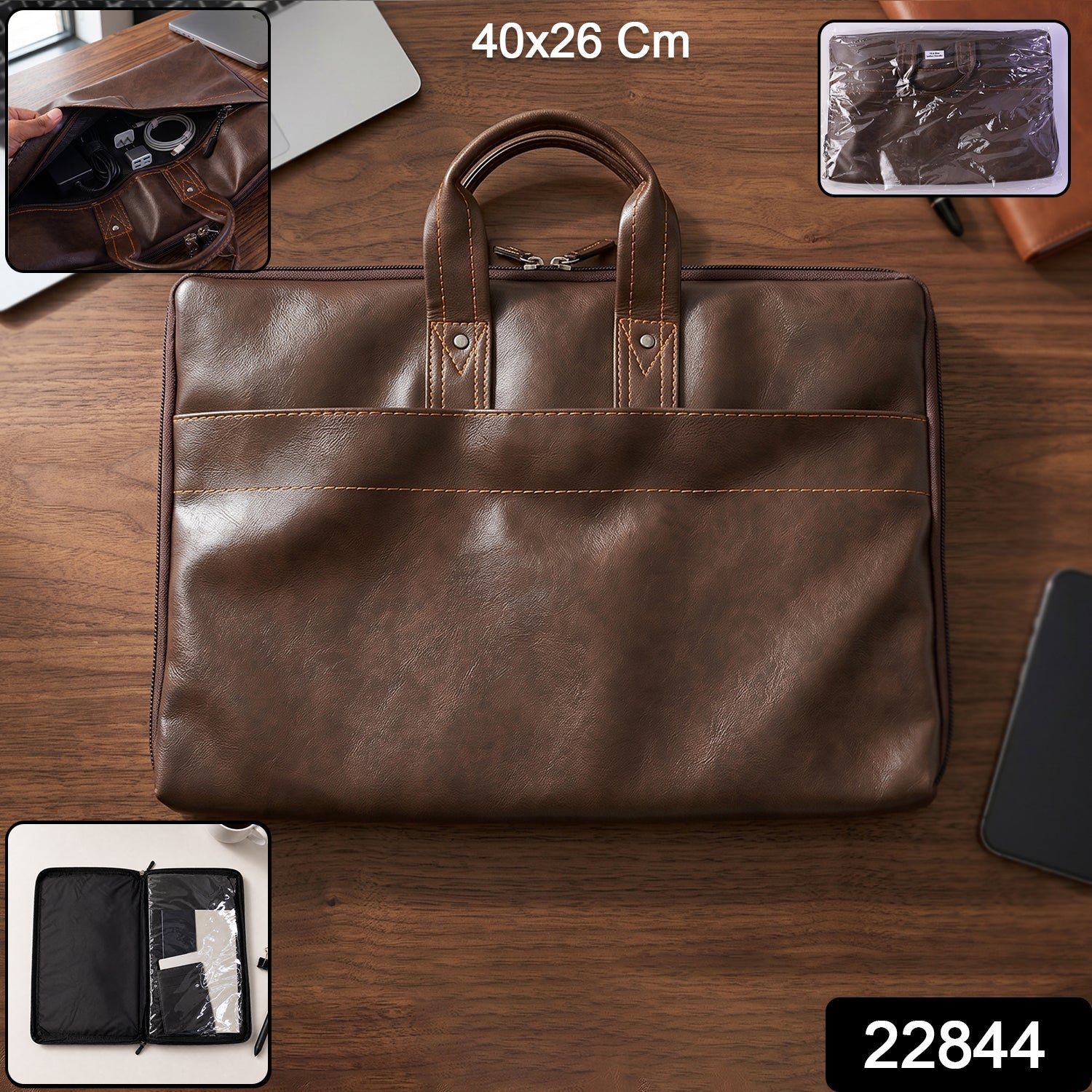 Leather Laptop Bag Stylish Durable Office Briefcase