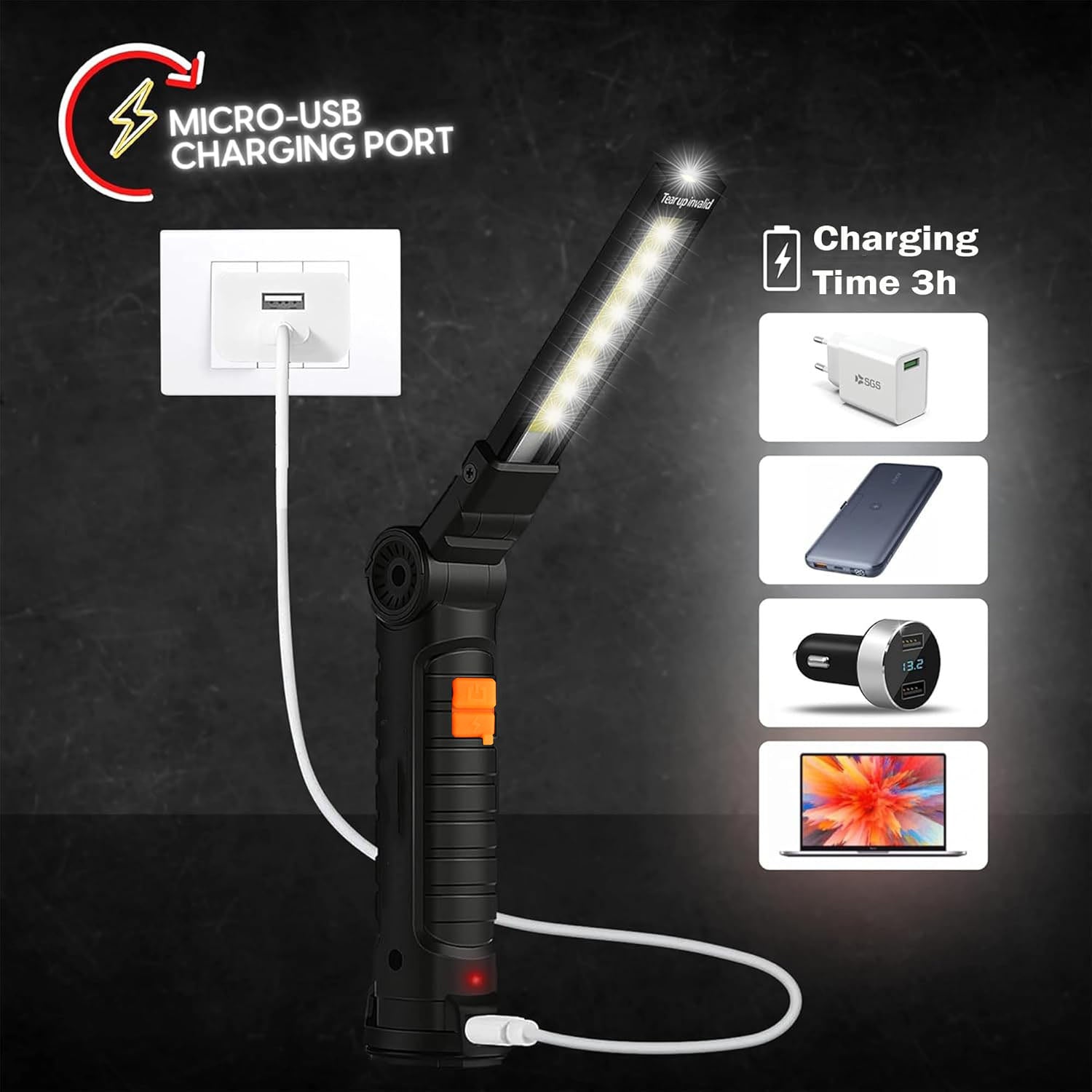 Compact Rechargeable Small Led Work Light With Adjustable Arm And Magnetic Base - Shop Friq