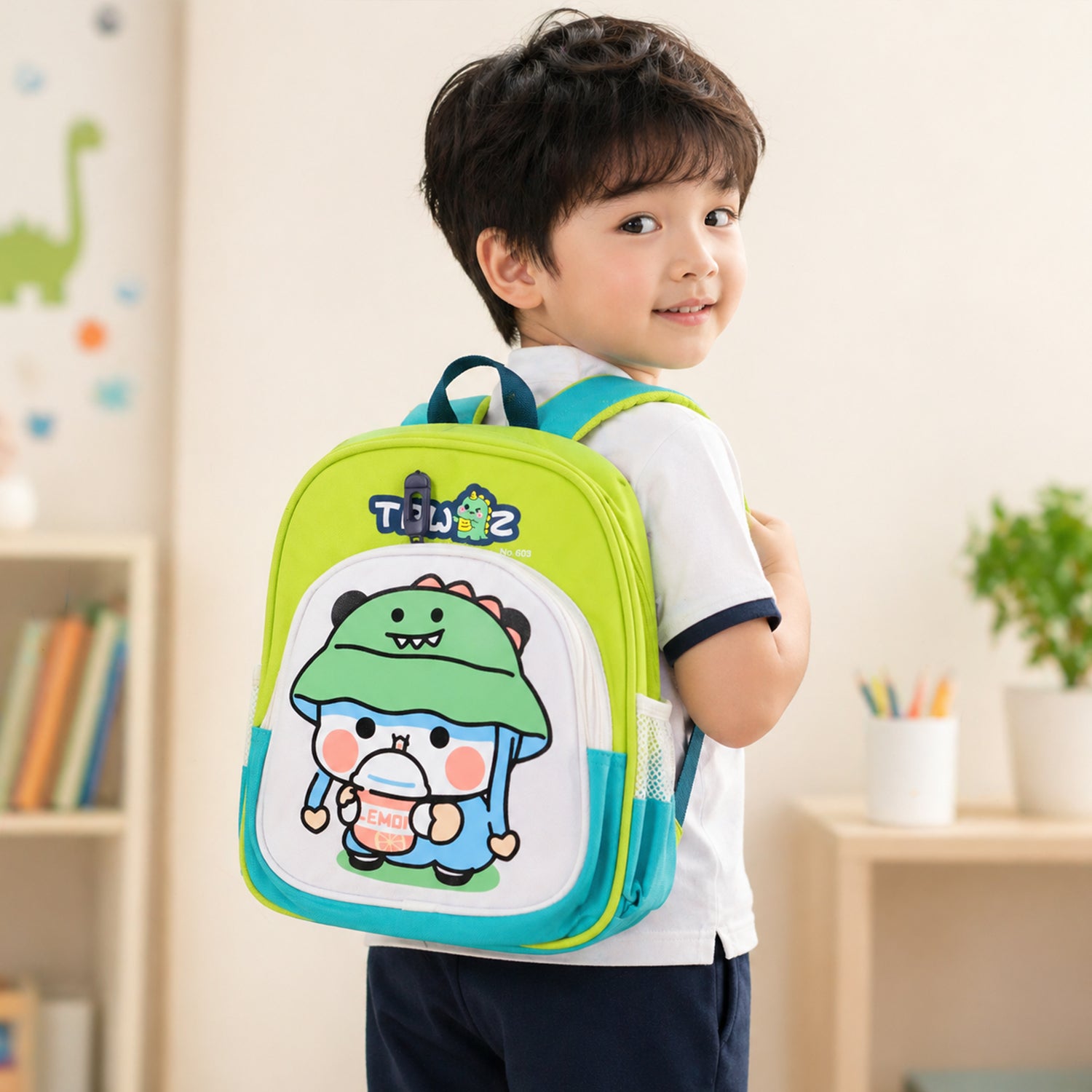 Cute Cartoon Printed Kids Sling Backpack Lightweight School Bag (28x23 Cm)