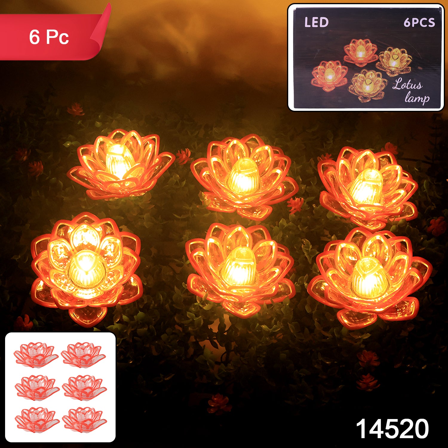 Enchanting Lotus LED Flameless Candles - Set of 6 for Serene Spaces - Shop Friq