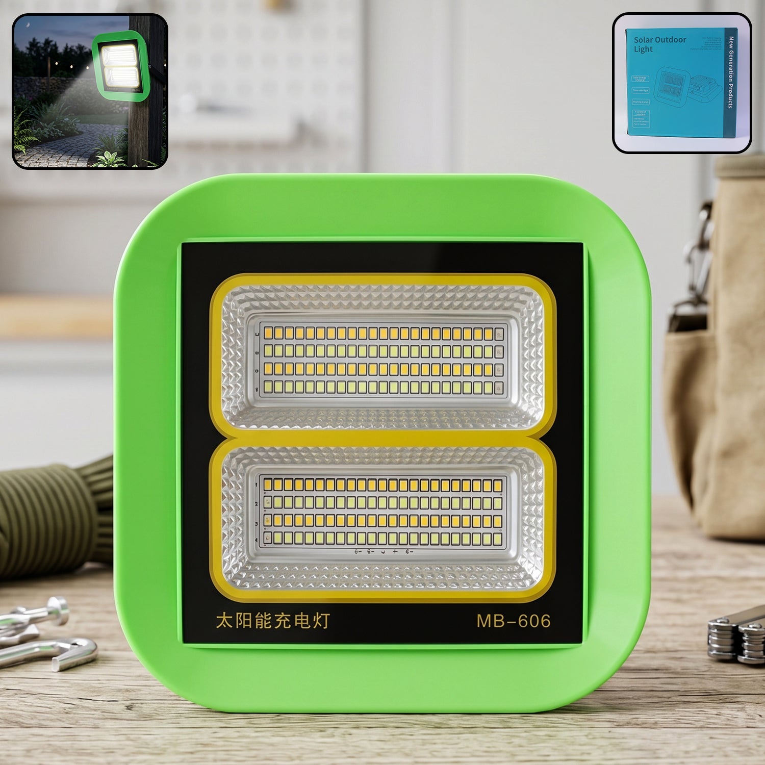Solar Rechargeable Led Flood Light  Portable Outdoor Illumination