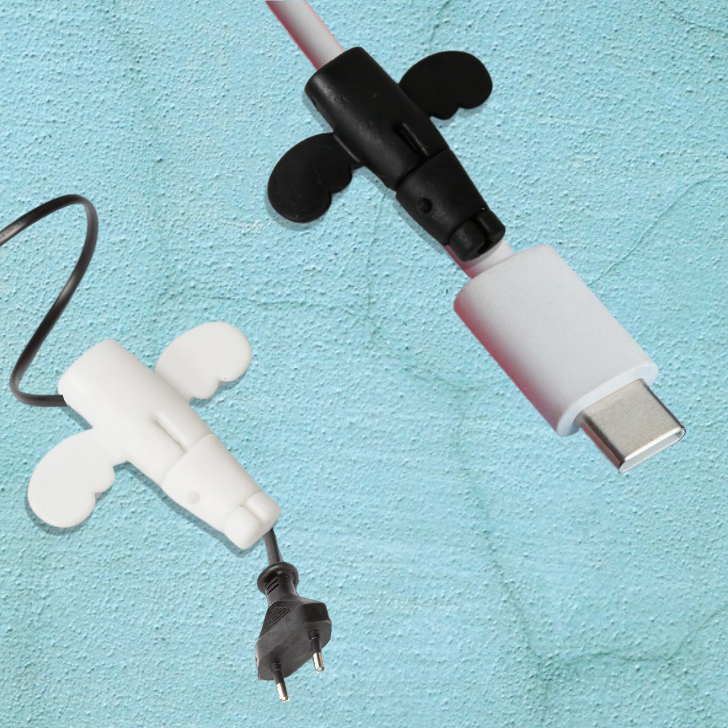 Silicone Data Cable Protector Angel Data Cable Protective Cover 2 In 1 Mobile Phone Cord Earphone Cord Saver Storage Tool - Shop Friq