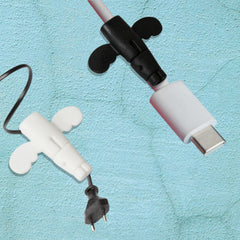 Silicone Data Cable Protector Angel Data Cable Protective Cover 2 In 1 Mobile Phone Cord Earphone Cord Saver Storage Tool - Shop Friq