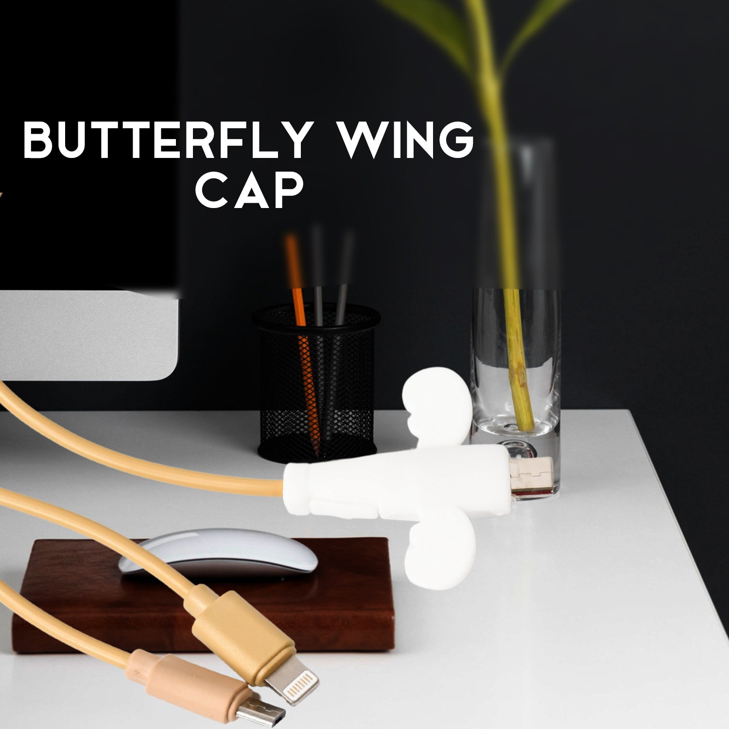 Silicone Data Cable Protector Angel Data Cable Protective Cover 2 In 1 Mobile Phone Cord Earphone Cord Saver Storage Tool - Shop Friq